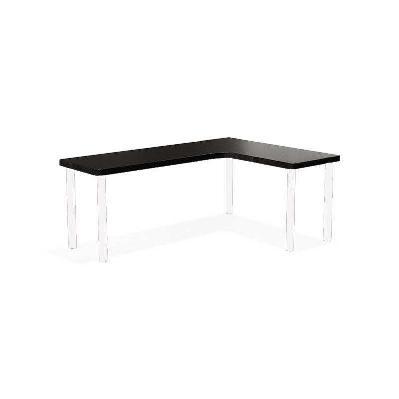 Black L-Shaped Solid Wood desk, 29.53" H x 70.87" W x 21.65" D, Right Hand Return