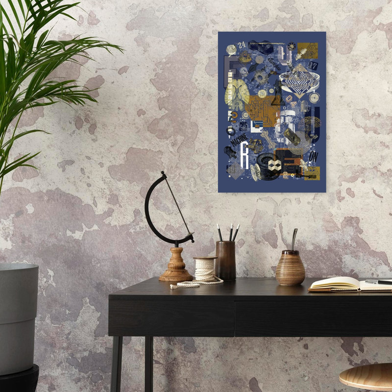«Futur machine», impression d'art abstrait rétro rétro, 24" H x 16" W