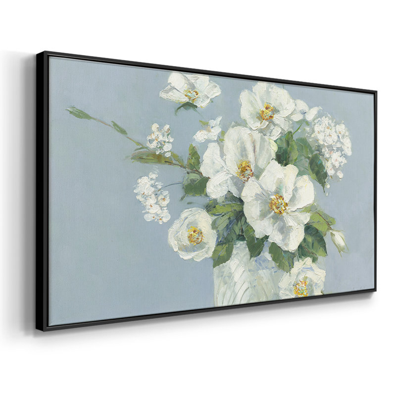 Summer Fresh Arrangement - Toile tendue avec châssis encadré - Prêt à accrocher, H 21 po x l 41 po, Noir, noir, noir, noir