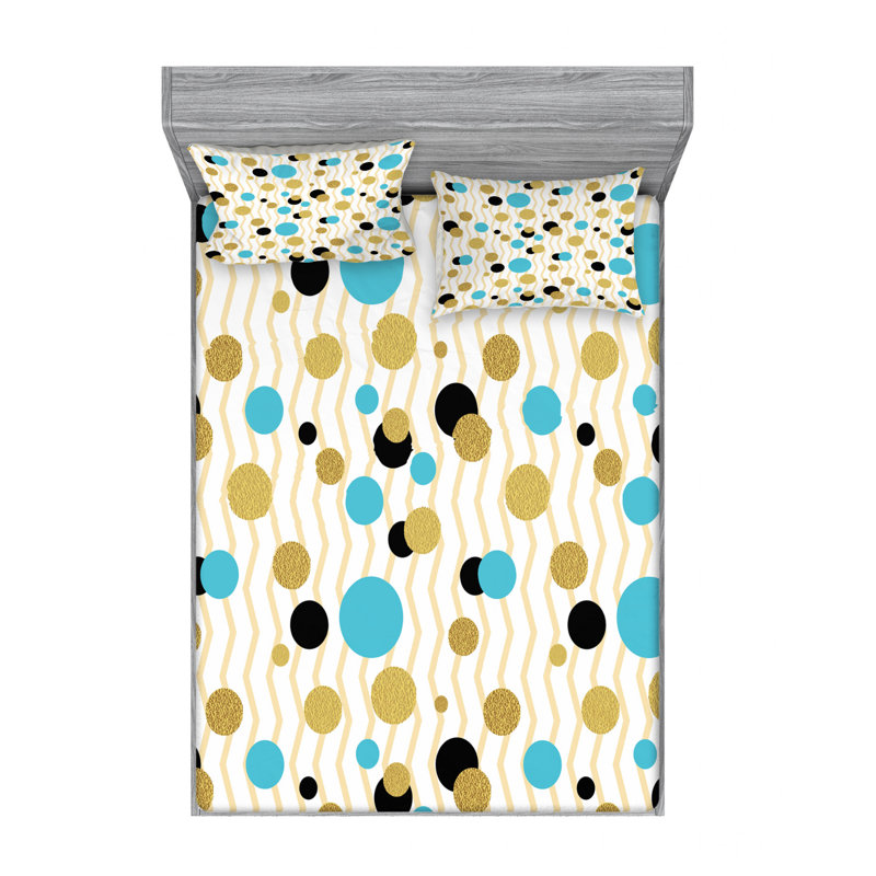 Microfiber Polka Dots Sheet Set, Queen Sheet Set + Fitted Sheet + 2 Pillowcases