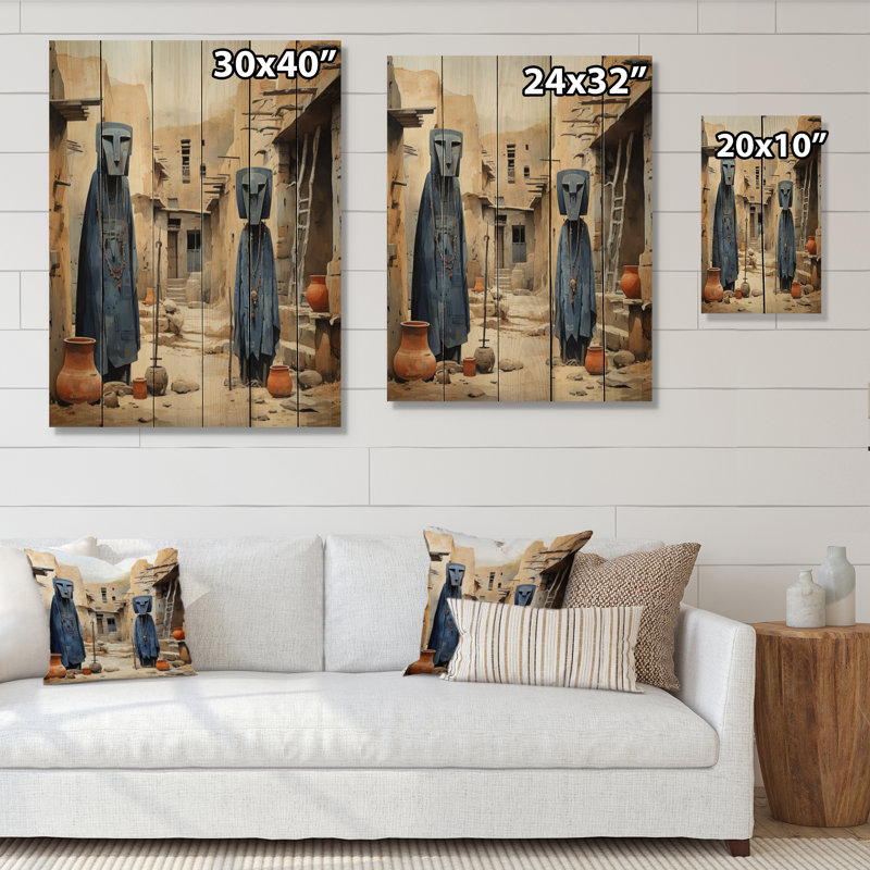 Tribus d'Afrique Dogon Mali II sur bois, H 40 po x l 30 po x P 0,78 po