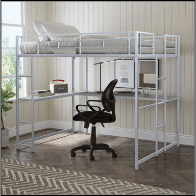 Lit mezzanine double de style contemporain avec deux échelles et structure en métal