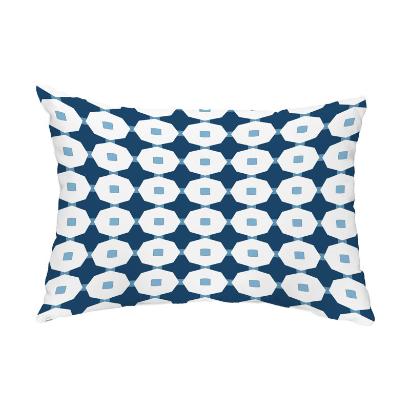 Geometric Outdoor Reversible Throw Pillow, Blue