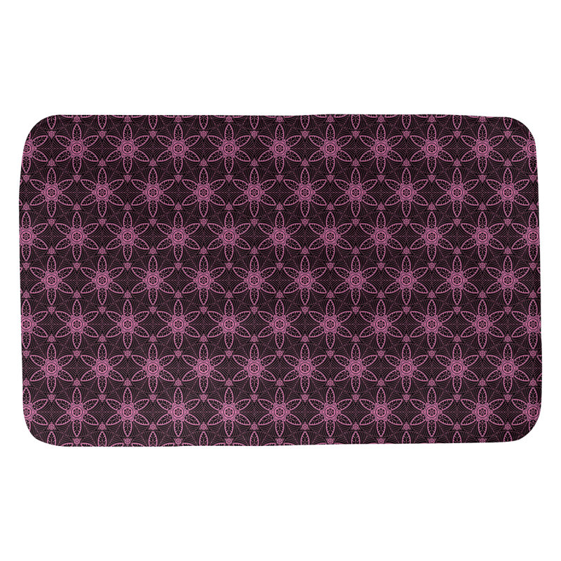 Tapis de bain cercles ornés Mcguigan, l 21 po x L 34 po, Noir / Rose