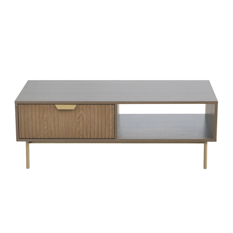 Devon Coffee Table with Drawer Ribbed Walnut