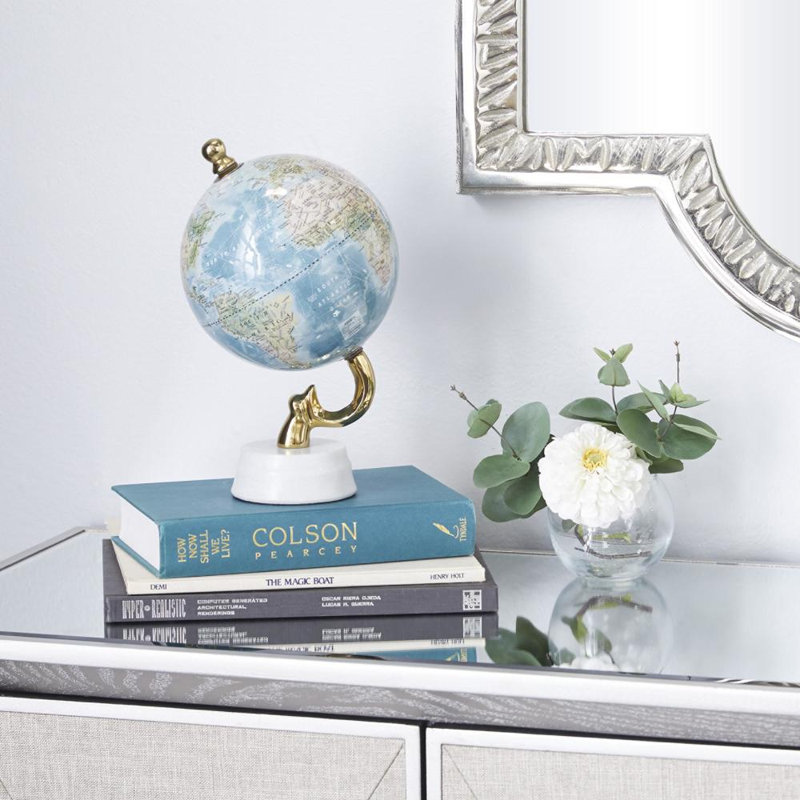 Metal Tabletop Globe, 10.65" H x 6.25" W x 6.3" D