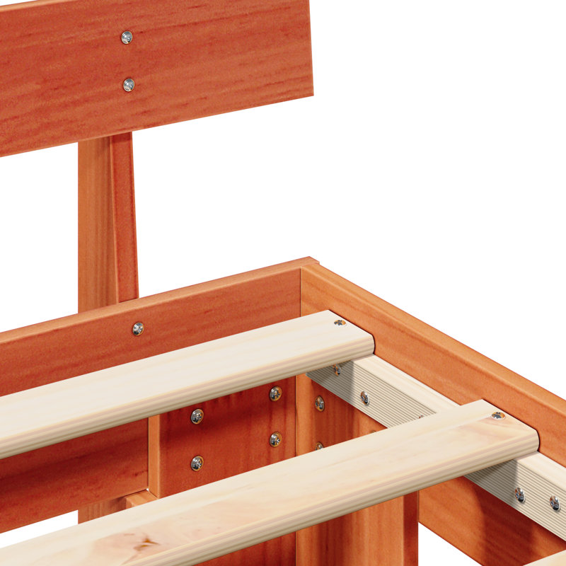 Vidaxl Bed Frame With Headboard Solid Wood Pine, European Single (90 x 200 cm), Brown