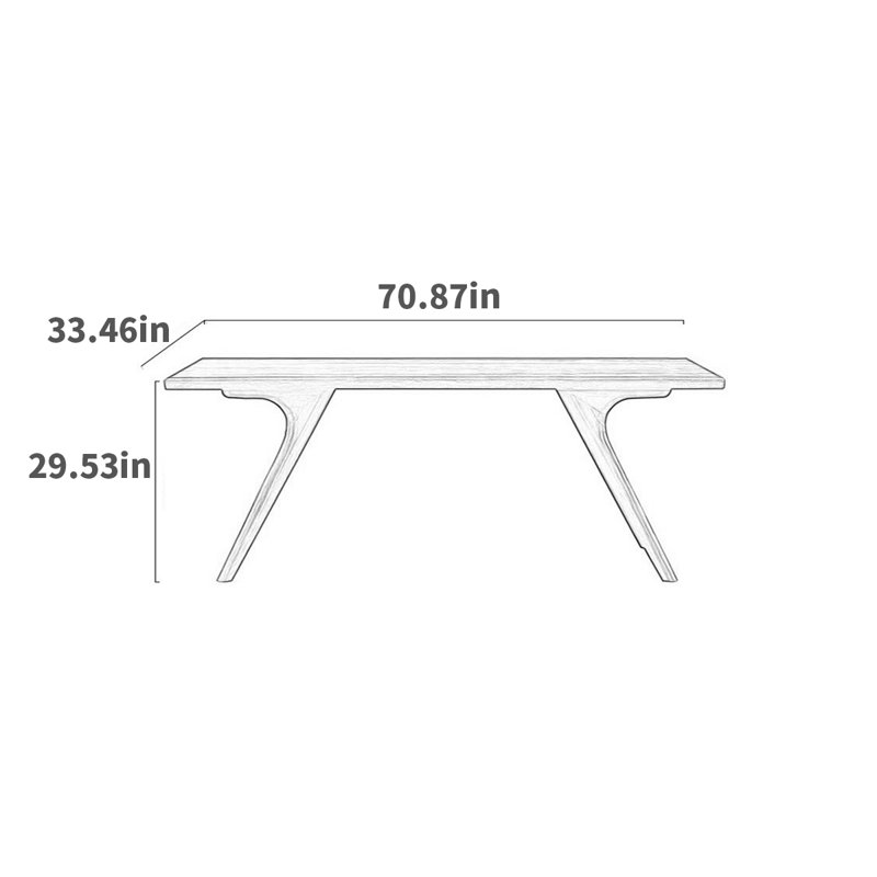 Walnut Solid Wood Dining Table, 29.53" H x 70.87" L x 33.46" W