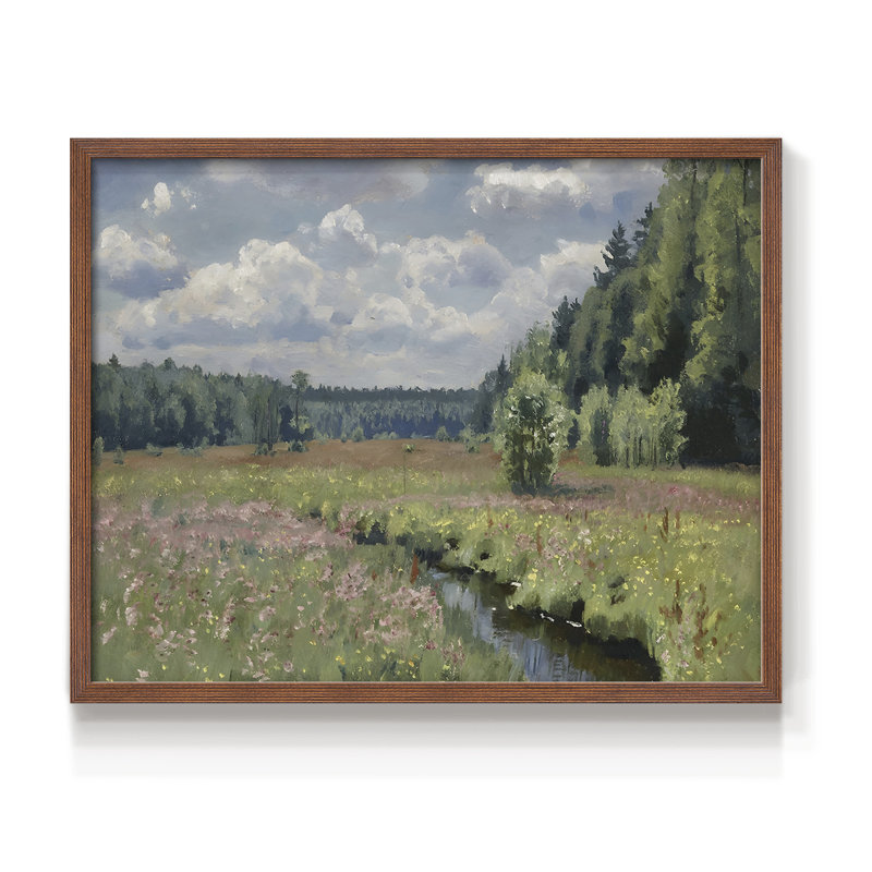 Paysages rétro-DCCDXLV-impression encadrée - réaménageable, Noyer, H 16 po x l 20 po