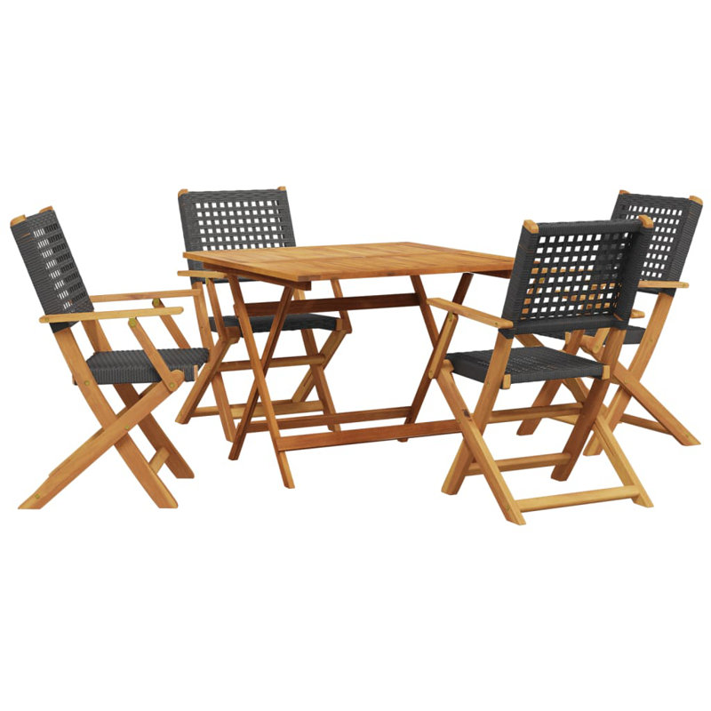 4 - Person Acacia Patio Dining Set with Rectangular Table, Black