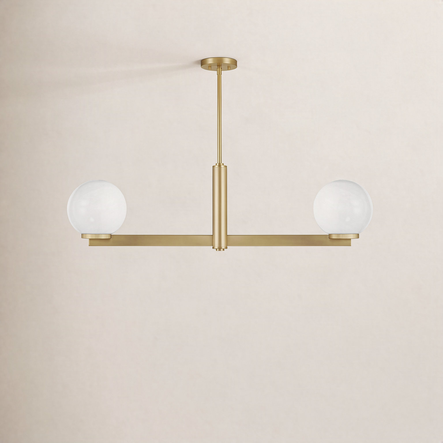 Claudette 2-Light Chandelier, Natural Brass