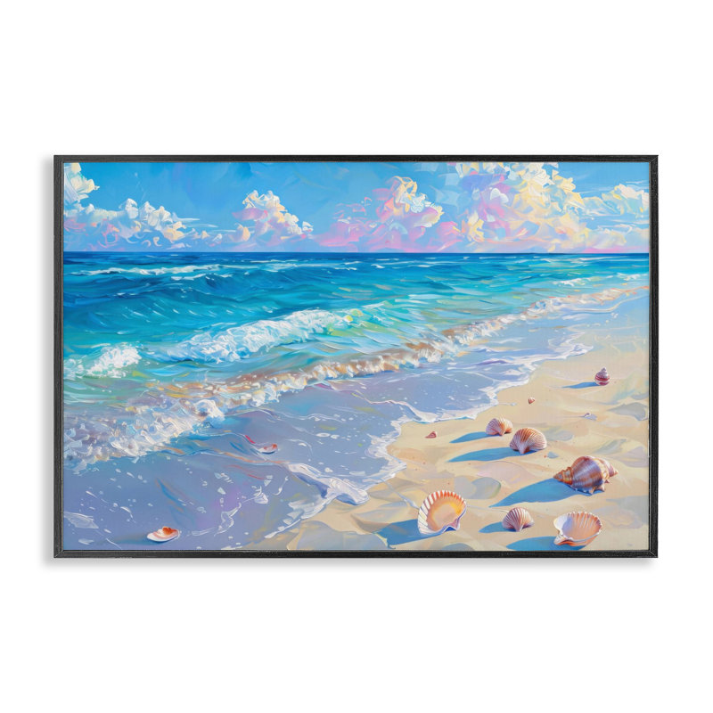 Estampe numérique coquillage moucheté côte, design par LSR Design Studio, H 12 po x l 18 po, Giclée encadrée noir minuit