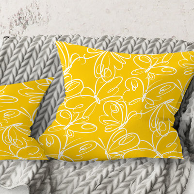 Coussin décoratif à motif de couleur à la main papillons