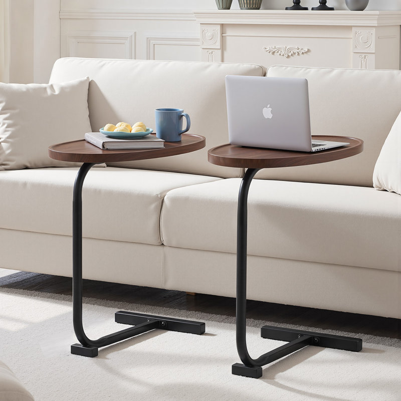 Ensemble de 2 tables d'appoint en forme de C, tables de bout de canapé minces de 23 po avec cadres en métal, 2 tables d'appoint modernes et compactes pour canapé et salon, chambre à coucher et petits espaces