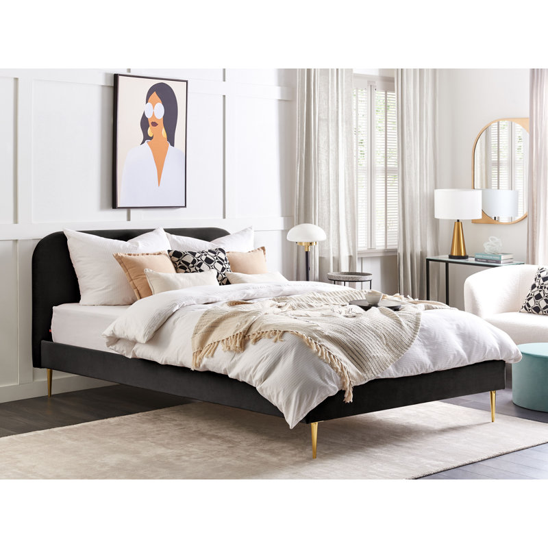 Glaser Upholstered Bed, Black, 140 x 200cm