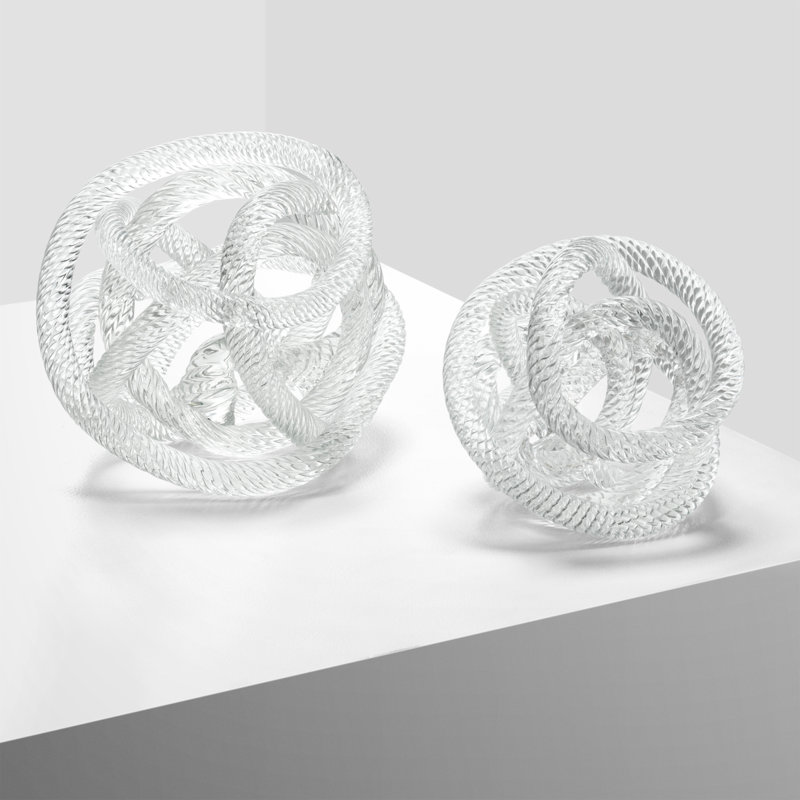 Dominico Glass Rope Desk Accessory Sculpture, 5.91" H x 5.91" W x 5.91 D