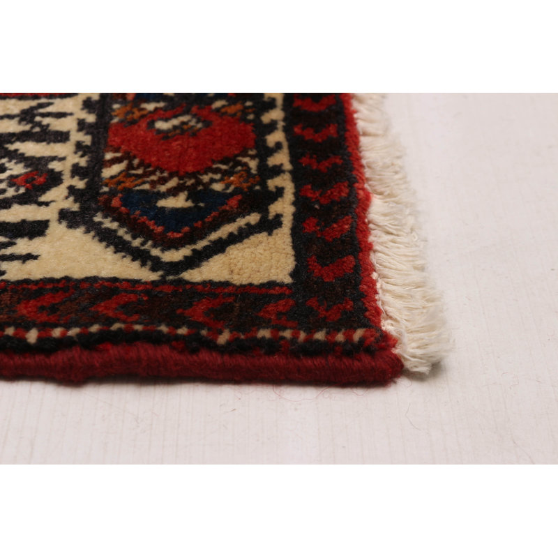 Tapis rouge en laine noué à la main 3 pi 5 po x 4 pi 11 po Anadol