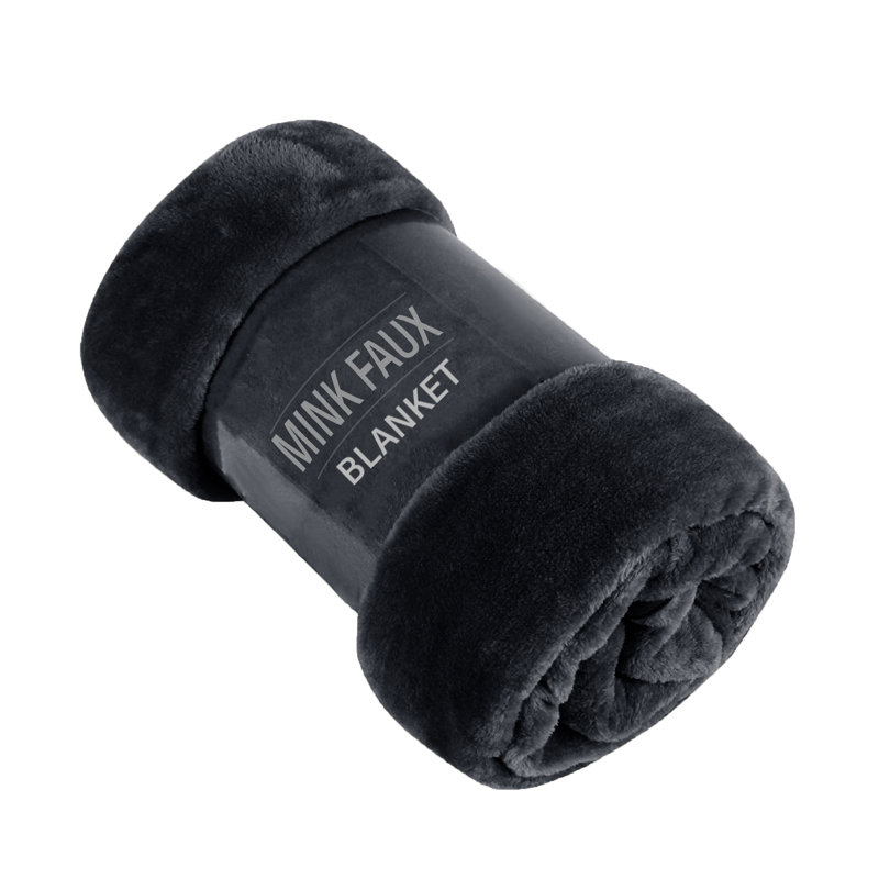 Francella Plush Cozy Mink faux Fleece Blanket/Throw, Black, 130cm W x 150cm L