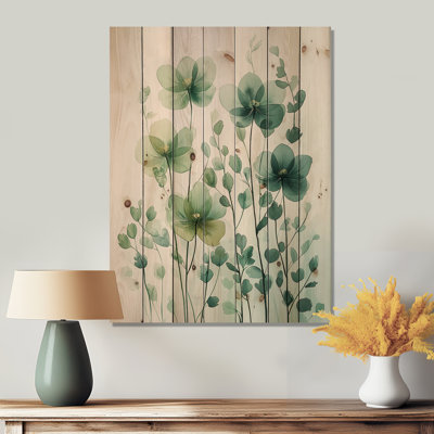 Herbes monochromes minimalisme II - coquelicots, impression sur bois de pin naturel
