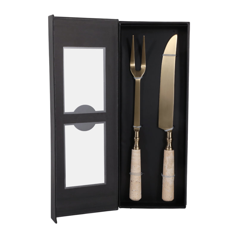 Ensemble d'ustensiles en acier inoxydable Travertine Carving