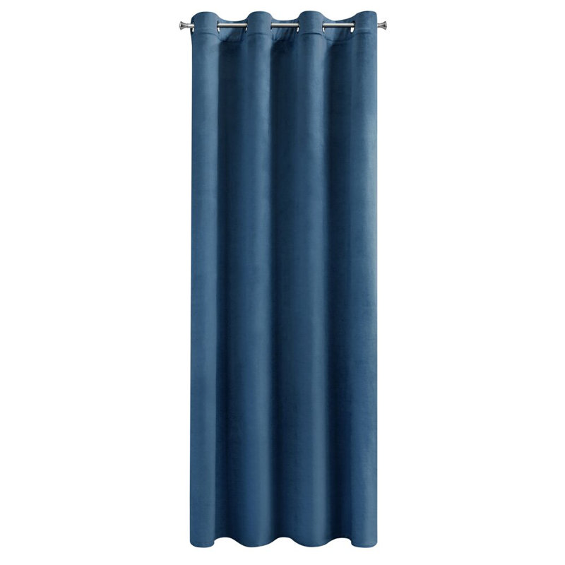 Daphne 100% Polyester Blackout Curtain Single Panel, Width 215cm x height 250cm, Navy blue