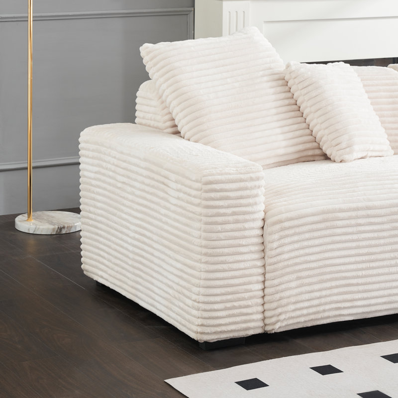 Modern Oversized Boucle Modular Sectional Sofa - Comfy Upholstered Living Room Sofa With Plush Cushions, Beige