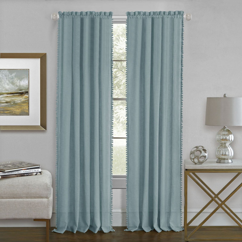 Annetta Semi Sheer Curtain Single Panel, 52" W x 84" L, Aqua