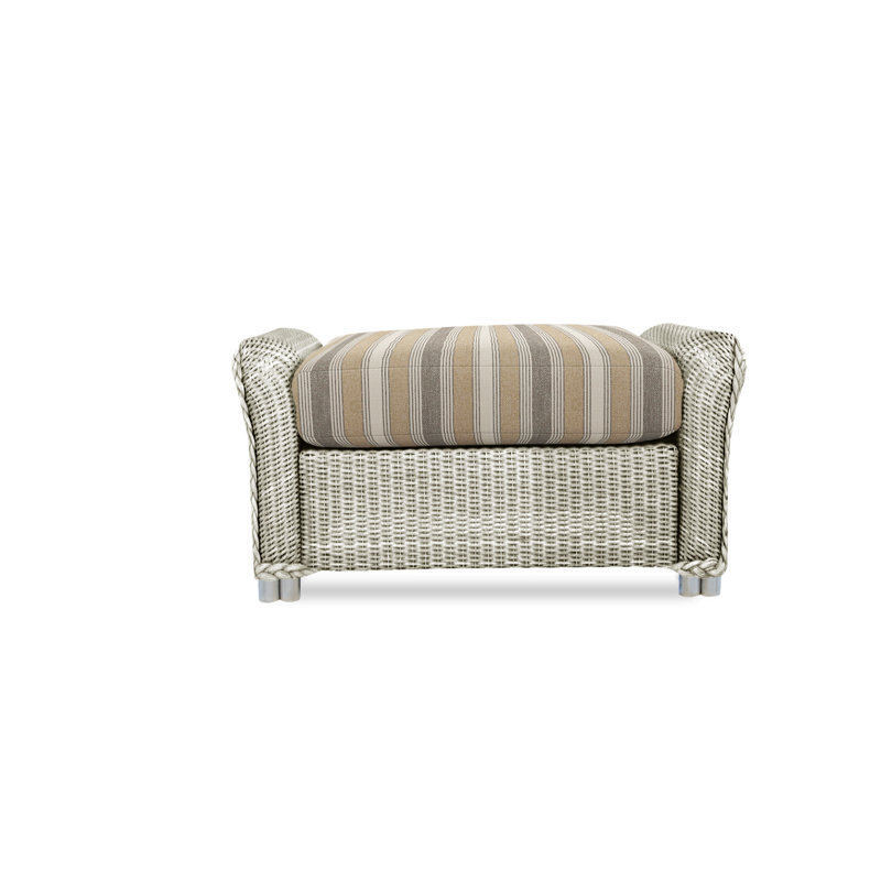 Reflections Outdoor Ottoman, Purveyor Pewter, Linen