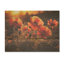 Coucher de soleil coquelicots dans la prairie - coquelicots, art sur bois de pin naturel