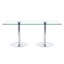 Un plateau de table en verre de 71 x 35,4 pouces et une table de salle à manger circulaire minimaliste moderne avec des pieds en métal argenté électrolytique. Convient aux restaurants et aux salons.