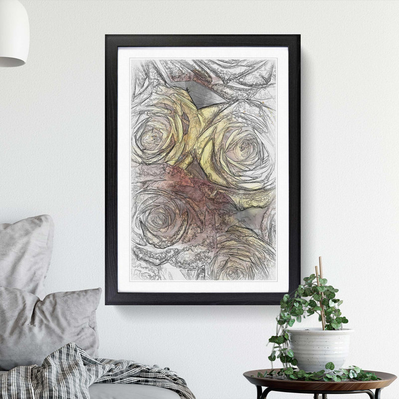 View of the Roses in Abstract - Picture Frame Graphic Art Print, 91cm H x 60cm W x 2cm D, Black