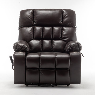 Fauteuil relevable pour personne grande et grande avec des pieds peu pratiques: canapé relevable en mousse haute densité avec chaleur et massage, 2 poches, 2 porte-gobelets, 2 télécommandes, moteur OKIN