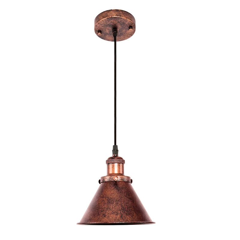 Luminaire suspendu en forme de cône en cuivre à 1 lumière 7,09 po Farmhouse