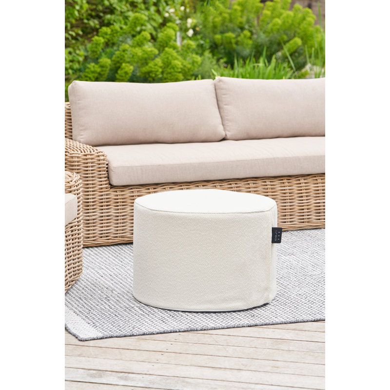 Cosipouf 60cm Wide Round Chevron Pouf Ottoman, Cream