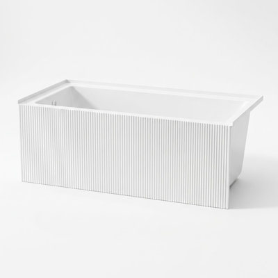 Condris Bliss 60" x 32" Acrylic Alcove Soaking Bathtub, Left Drain Ready, Anti-Slip Bottom, White