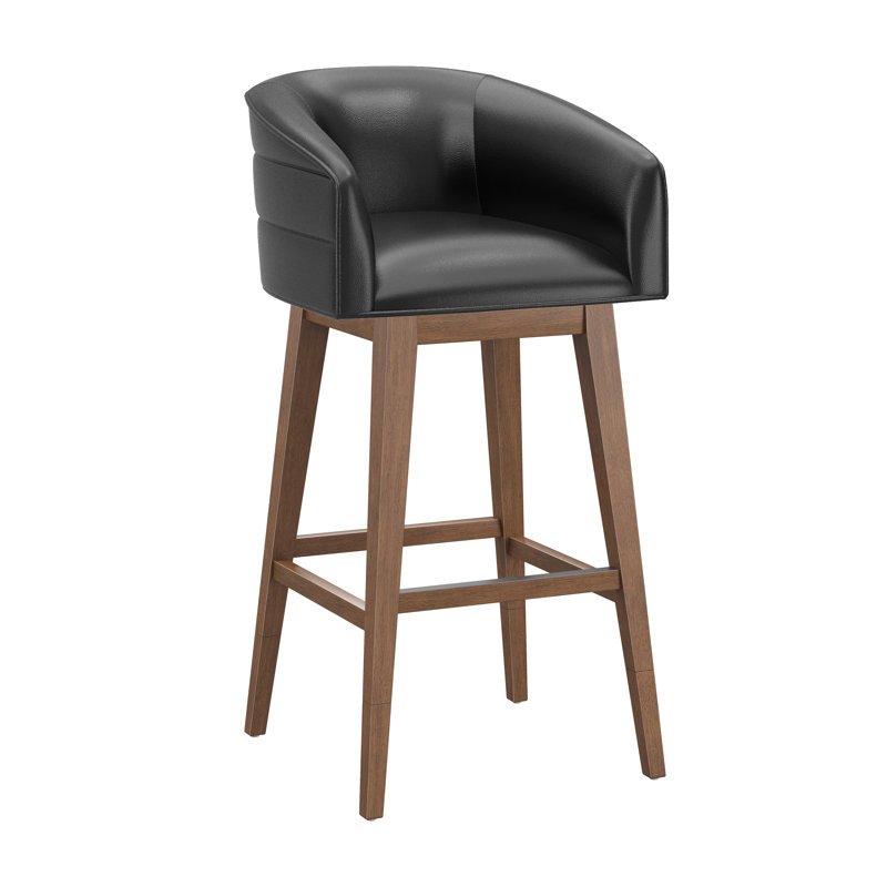 Tabouret pivotant en bois Cleland, Brown, Black