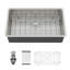 Évier de cuisine encastré à simple cuve en acier inoxydable de calibre 16 avec grille simple et égouttoir encastrable L 30 po x l 19 po