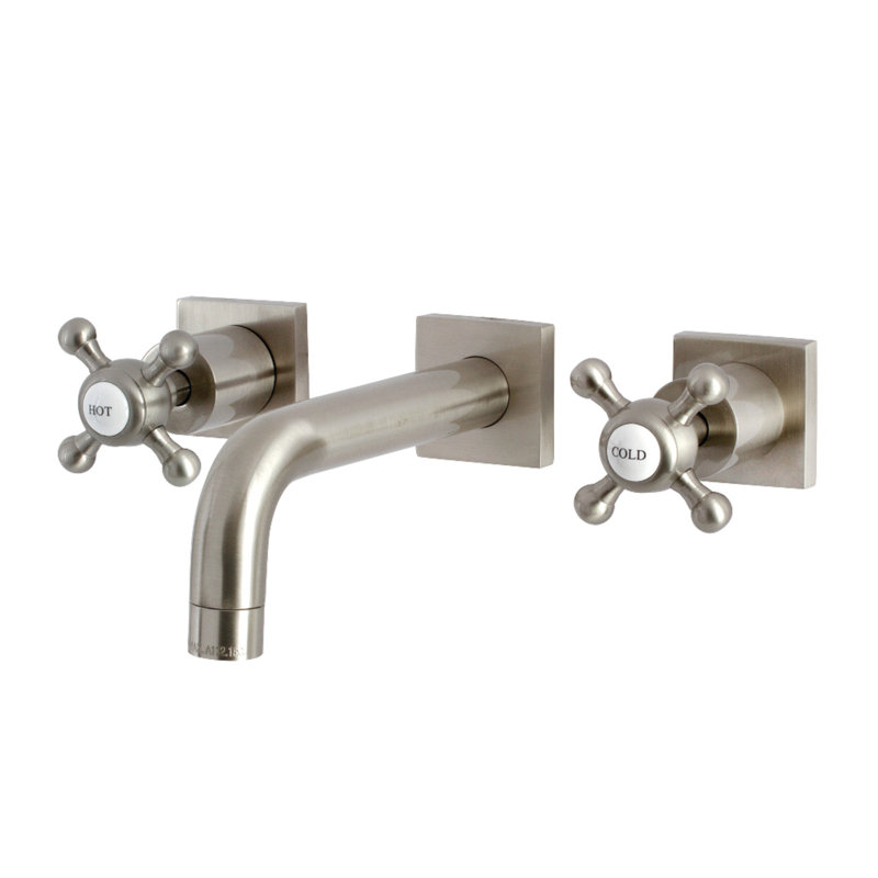 Kingston Brass Metropolitan Two-Handle 3-Hole Wall Mount Bathroom Faucet, Brushed Nickel