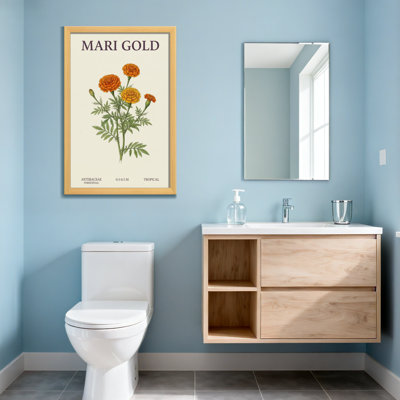 Plants &Flowers Marigold Flowers Botanical Illustration Pattern Print