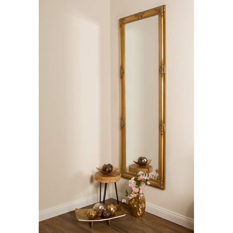 Kellison Flat Freestanding Mirror, 190cm H x 65cm W x 7cm D, Gold