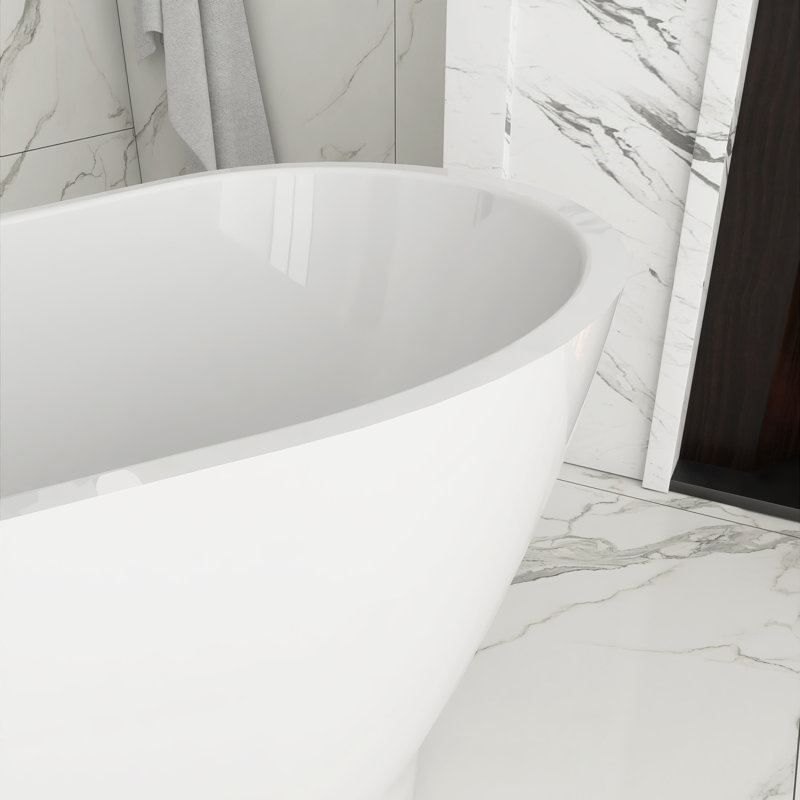 Baignoire de trempage autoportante en acrylique blanc lustré 59 po x 28 po