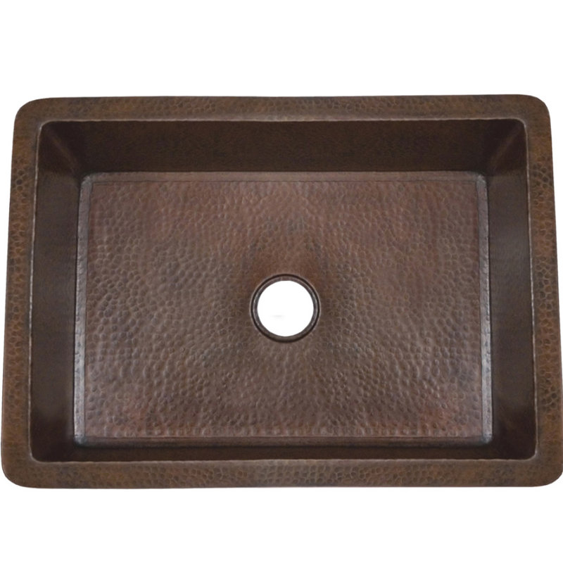 Cocina Undermount Kitchen Sink, 10" H x 30" L x 18.5" W, Antique Copper