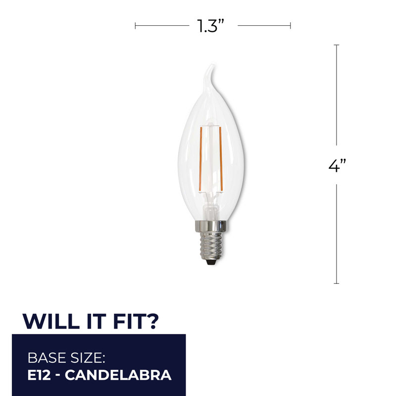 25 Watt Equivalent CA10 Dimmable Light Bulb (2700) E12/Candelabra Base