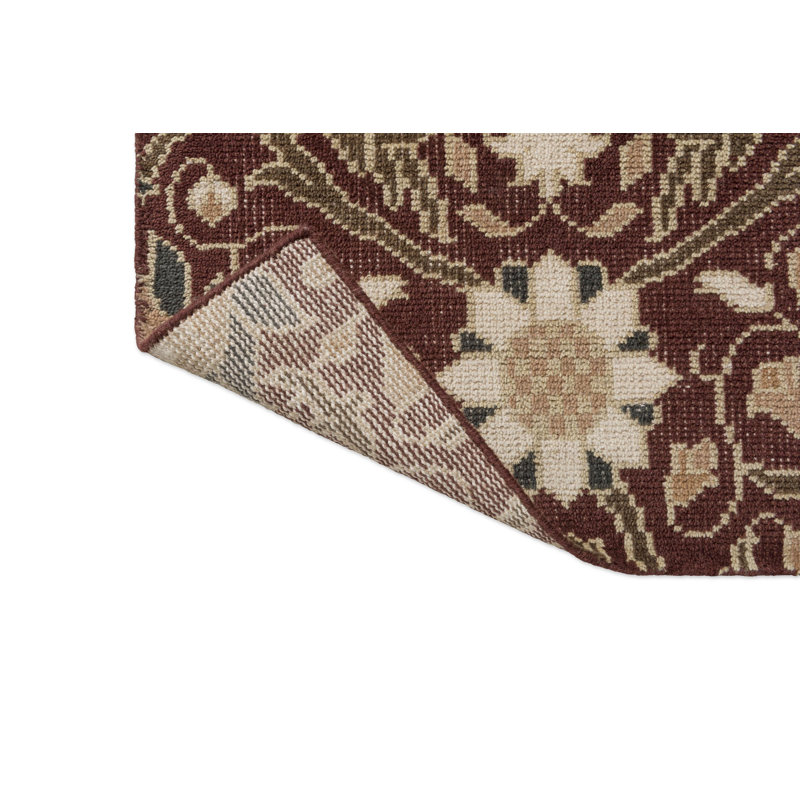 Hand Knotted Wool Floral Area Rug in Leafy Arbour Green, Rectangle 5'7" x 7'10"