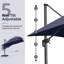 Parasol rectangulaire en porte-à-faux de 132 po x 108 po bleu marine avec base au sol et contrepoids à manivelle inclus-120921796