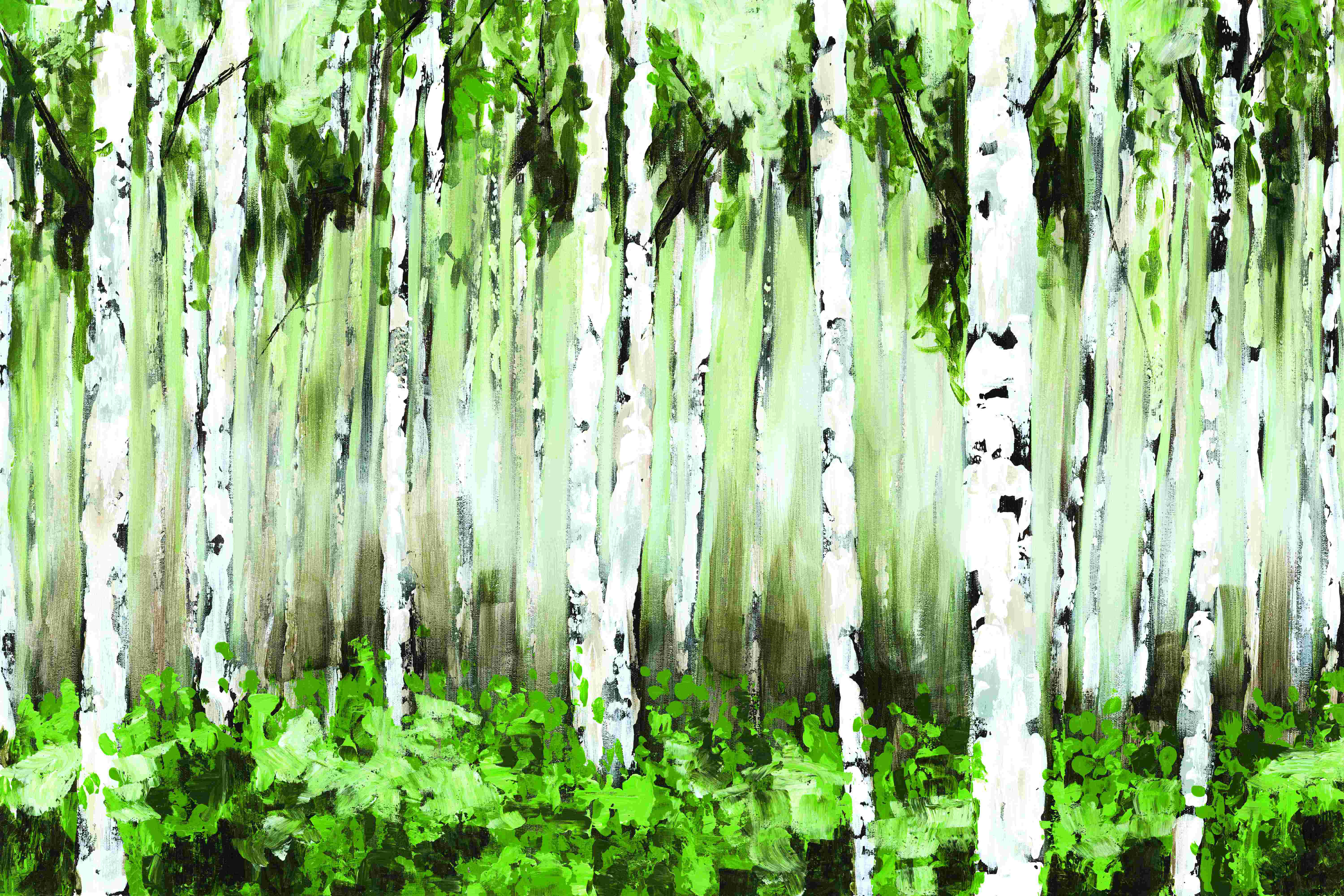 Millwood Pines Painted Birch Trees - Wrapped Canvas Print | Wayfair