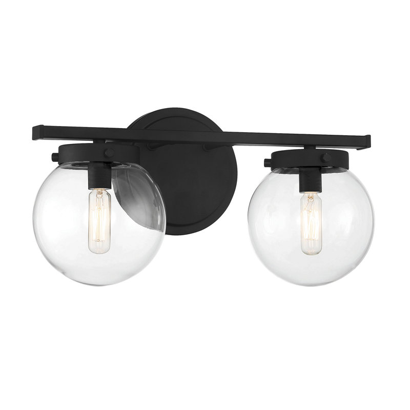 Raelyn 2-Light Dimmable Vanity Light in Matte Black, Matte Black, Clear