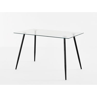 Cazden Glass Top Metal Base Dining Table