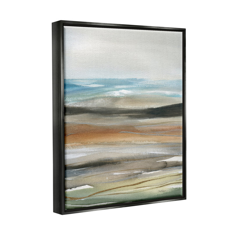 Peinture abstraite de paysage par Carol Robinson, peinture, H 21 po x l 17 po x P 1,7 po, Cadre flottant noir de jais