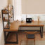 Bureau de direction brun en bois massif en forme de L-1905966073-1905966075